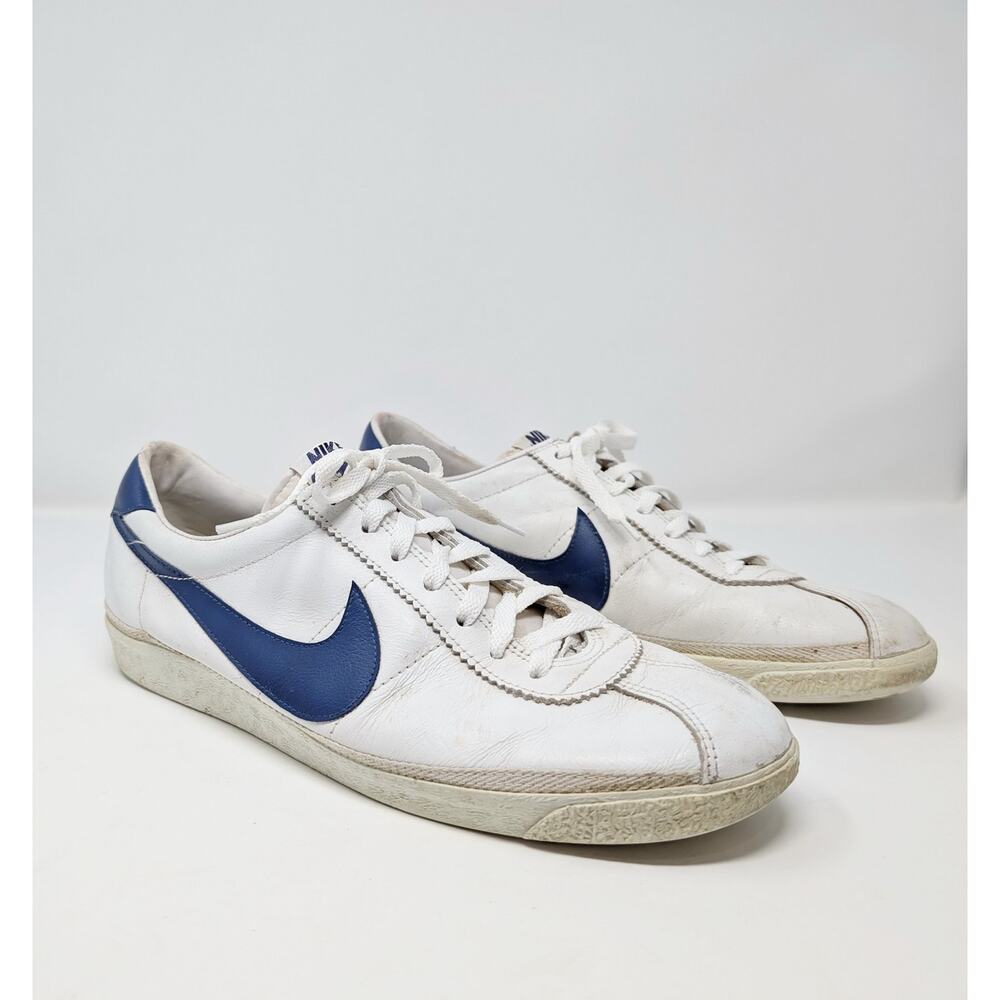 Vintage Nike Leather Bruin Leather White Blue Shoes Korea Men's Size 13
